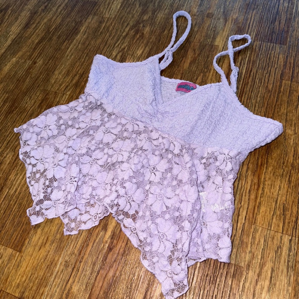 Edikted Top Spaghetti Strap Lavender Lace Babydoll Cami S Y2K Style Fairy Grunge - Picture 2 of 9